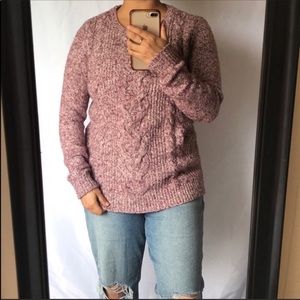 Loose Knit Cable Knit Slouchy Grandma Sweater